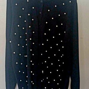 Jessica London Black with Pearls  Cardigan  Sweater  Plus 1X 22-24